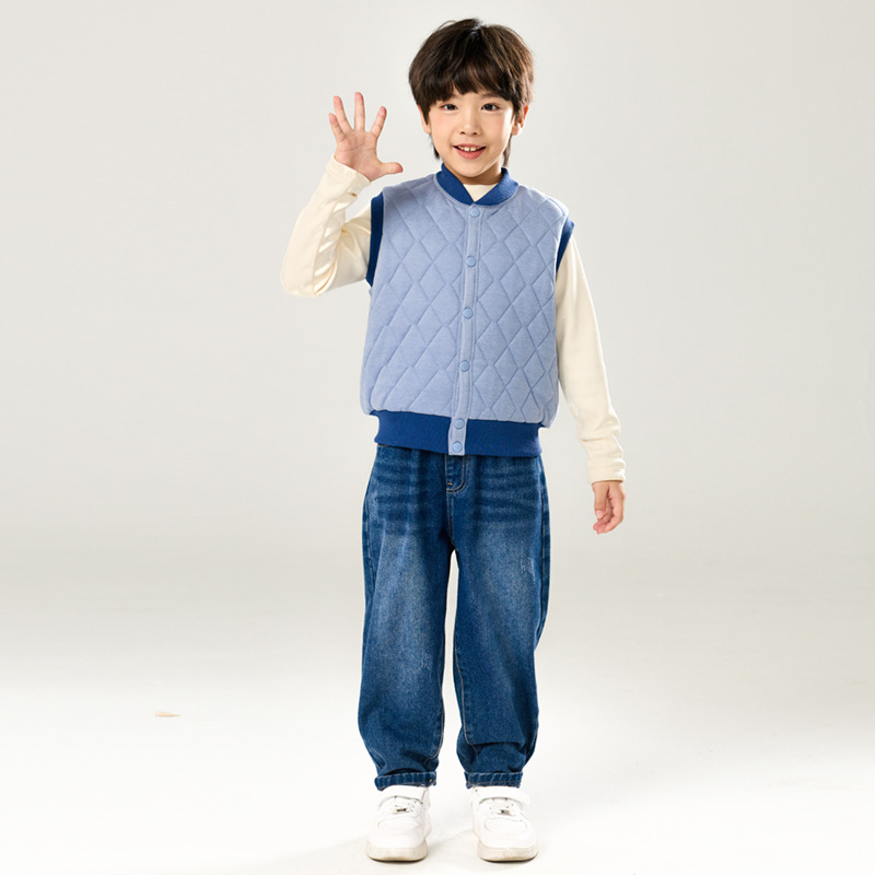 Unisex bērnu vilnas veste, ziemas biezināta, kardigāna stils, 75% vilna