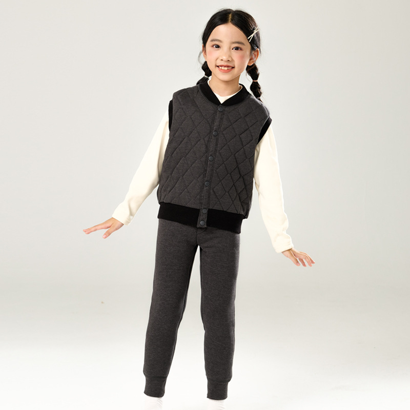 Unisex bērnu vilnas veste, ziemas biezināta, kardigāna stils, 75% vilna