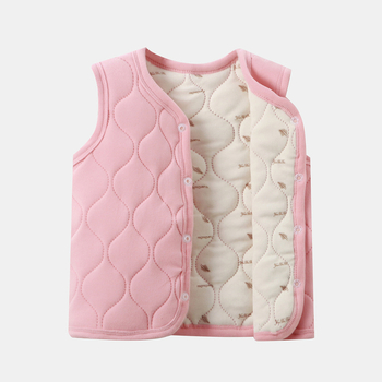 Unisex ziemas bieza veste ar JK stila kardiganu, ārējā daļa no poliestera ar poliestera pildījumu, vienas pogas aizdare, vecums 1–3 gadi