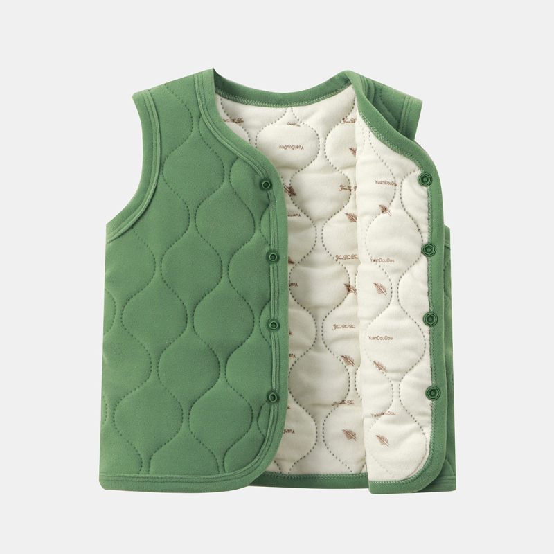 Unisex ziemas bieza veste ar JK stila kardiganu, ārējā daļa no poliestera ar poliestera pildījumu, vienas pogas aizdare, vecums 1–3 gadi