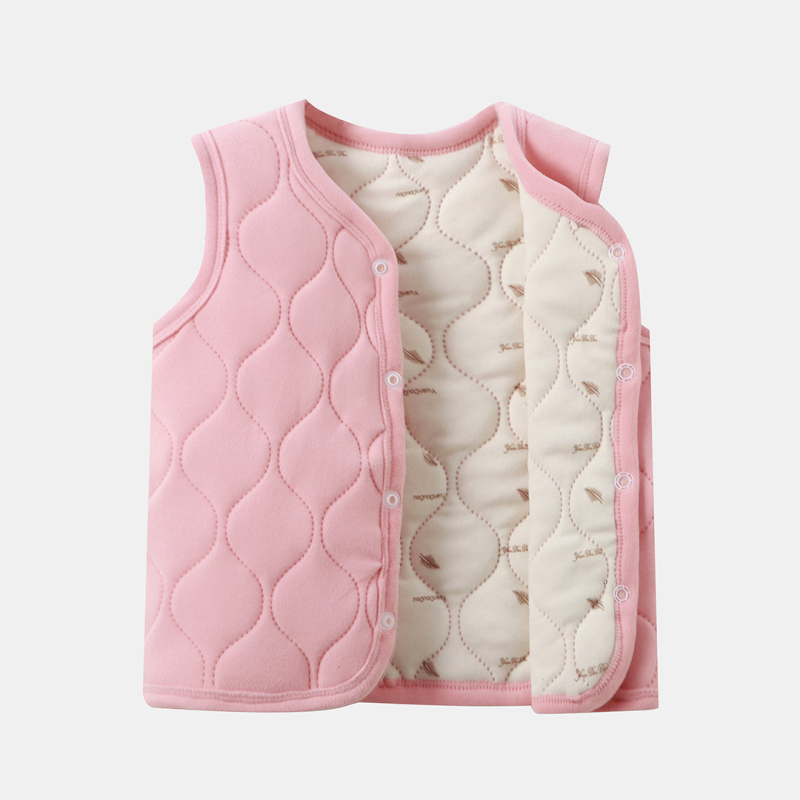 Unisex ziemas bieza veste ar JK stila kardiganu, ārējā daļa no poliestera ar poliestera pildījumu, vienas pogas aizdare, vecums 1–3 gadi