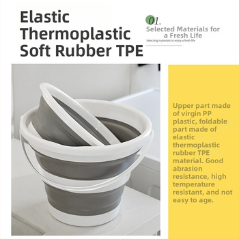 Sulankstomas lauko plovimo dubuo ir kibiras rinkinys — PP+TPR, 0,4 kg, 2024 m. leidimas, be importo