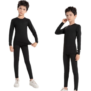 Bērnu sporta bodiju komplekts – ātri žūst, elpojošs, mitruma novadīšana, nodilumizturīgs, garās piedurknes, apaļa kakla, Milk Silk audums