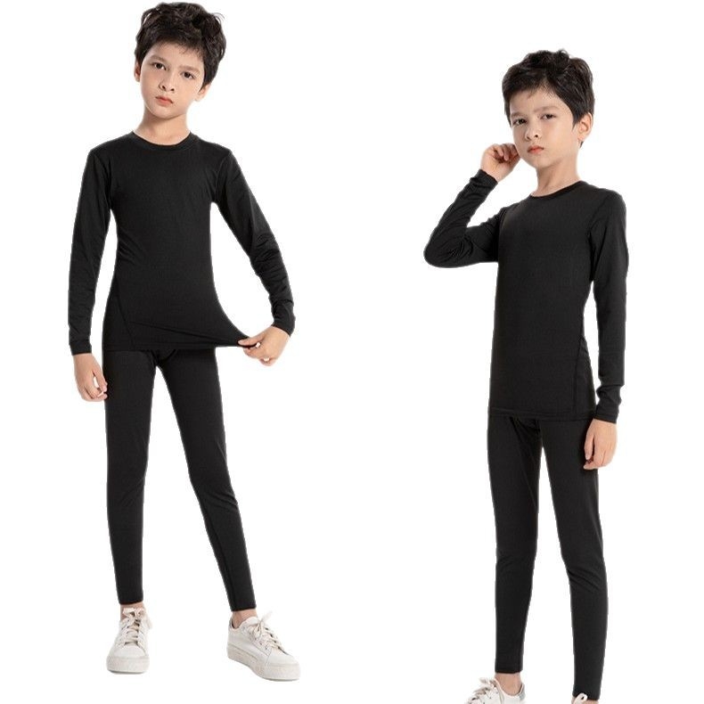 Bērnu sporta bodiju komplekts – ātri žūst, elpojošs, mitruma novadīšana, nodilumizturīgs, garās piedurknes, apaļa kakla, Milk Silk audums