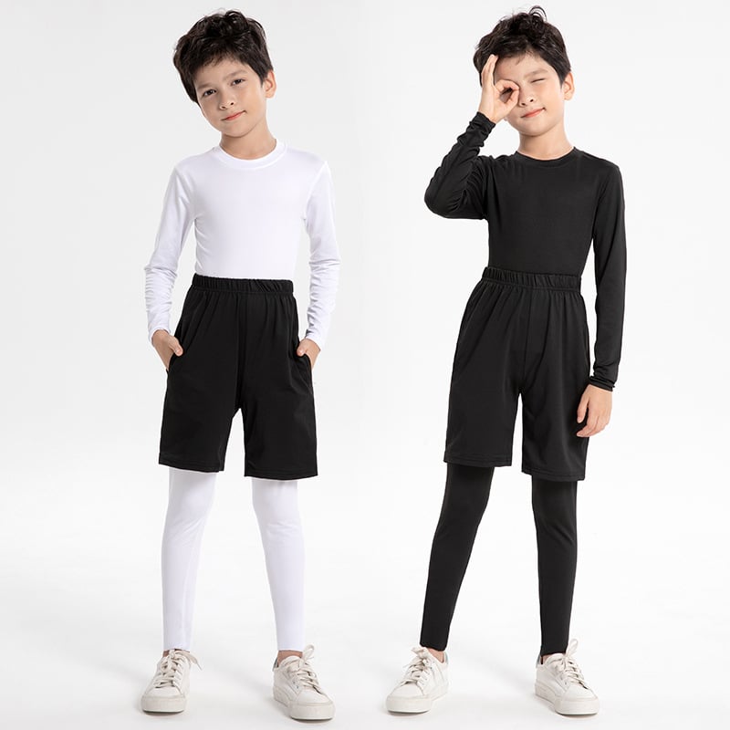 Bērnu sporta bodiju komplekts – ātri žūst, elpojošs, mitruma novadīšana, nodilumizturīgs, garās piedurknes, apaļa kakla, Milk Silk audums