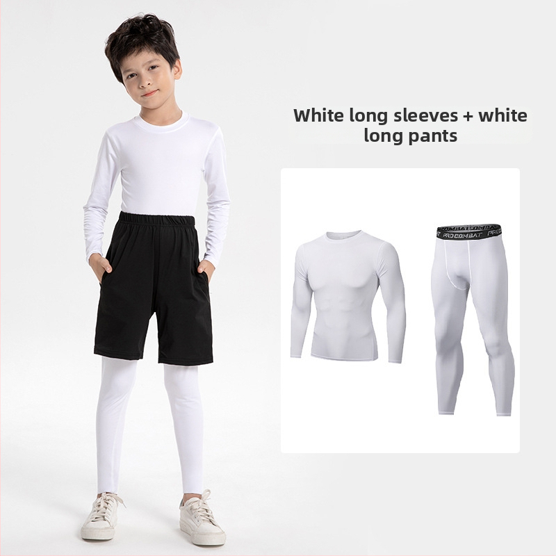 Bērnu sporta bodiju komplekts – ātri žūst, elpojošs, mitruma novadīšana, nodilumizturīgs, garās piedurknes, apaļa kakla, Milk Silk audums