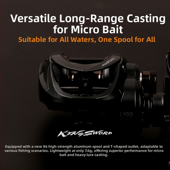 Kingsword Σπίνινγκ Ρελ — Υπερ-ελαφρύ σώμα από ανθρακονήματα, Μακρινό ρίξιμο, Προστασία από ρήξη γραμμής, Διπλή σπύλα γραμμής