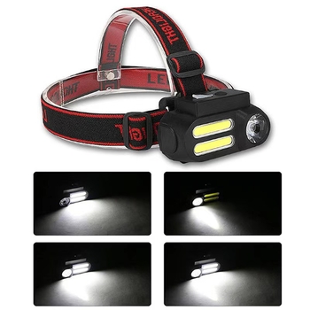 Челник с USB зареждане, LED+COB светлина, 5W, 1200 mAh батерия, водоустойчив, за къмпинг и риболов