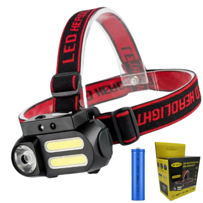 Челник с USB зареждане, LED+COB светлина, 5W, 1200 mAh батерия, водоустойчив, за къмпинг и риболов