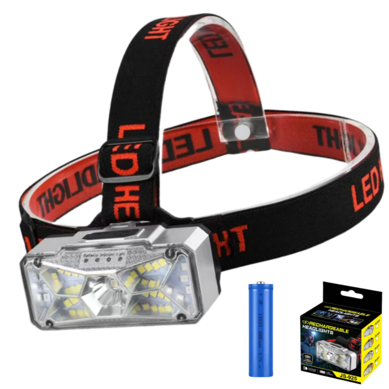 Челник с USB зареждане, LED+COB светлина, 5W, 1200 mAh батерия, водоустойчив, за къмпинг и риболов