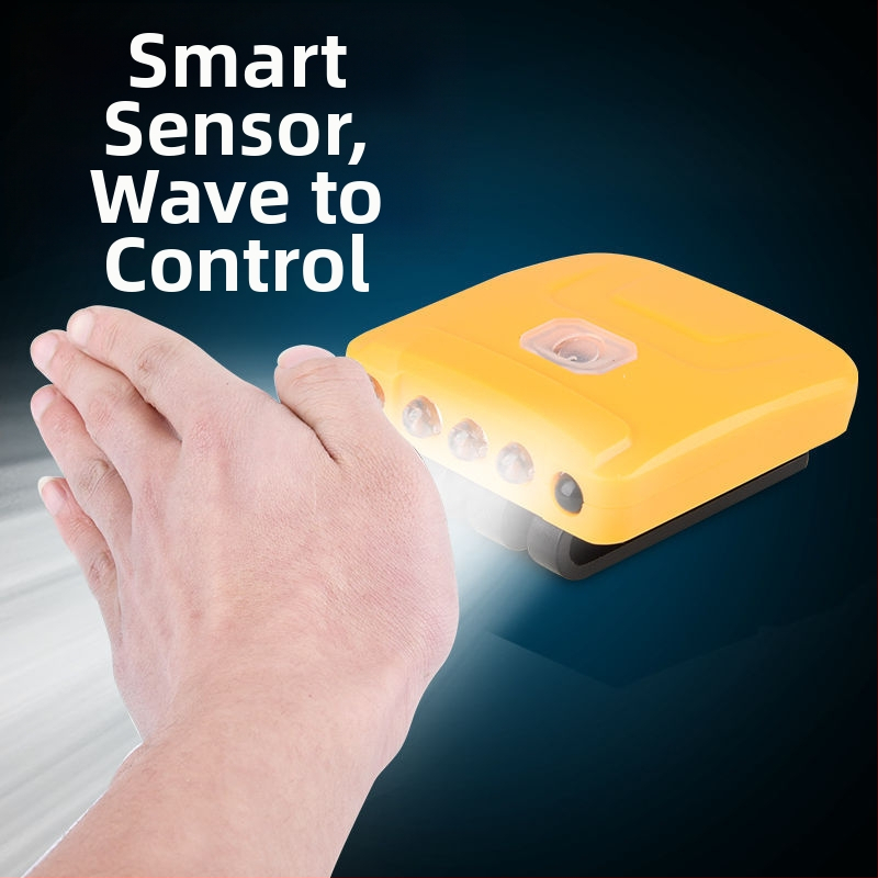 LED galvos žibintuvas naktinei žvejybai su jutikliu, įkraunamas, atsparus vandeniui, galingas apšvietimas