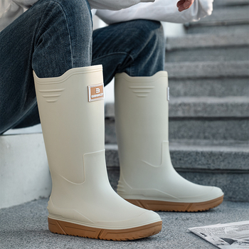 Дъждовни ботуши за мъже, висок маншет, PVC връх, пластмасова подметка, EVA стелка, подплата от мрежа