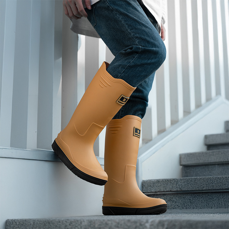 Дъждовни ботуши за мъже, висок маншет, PVC връх, пластмасова подметка, EVA стелка, подплата от мрежа