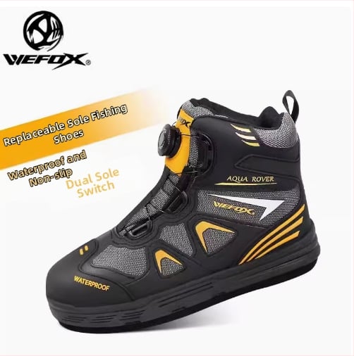 WEFOX 1058/1088 makšķernieku kurpes ar neslīdošu zoli, maināmu apakšu, rifiem kāpšanas dizains un auklas regulēšanas poga