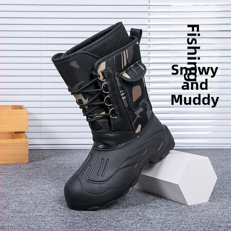 Мъжки водоустойчиви дъждовни ботуши с висок маншет, PU горна част, EVA подметка, запазват топлината