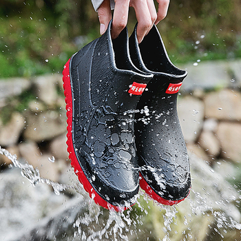 Мъжки водоустойчиви дъждовни ботуши, антихлъзгващи, нисък модел, PVC горна част, PU стелка