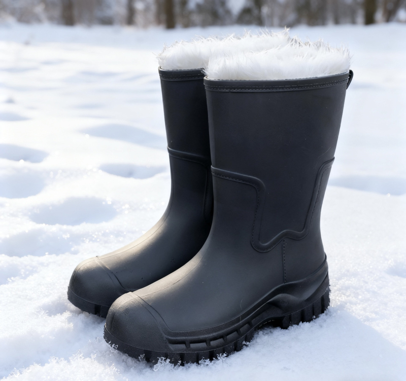 Férfi esőcsizmák - vízálló, csúszásmentes, PVC felső rész, belső műszőrme bélés, négy évszakos viselet