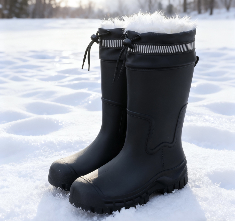 Férfi esőcsizmák - vízálló, csúszásmentes, PVC felső rész, belső műszőrme bélés, négy évszakos viselet