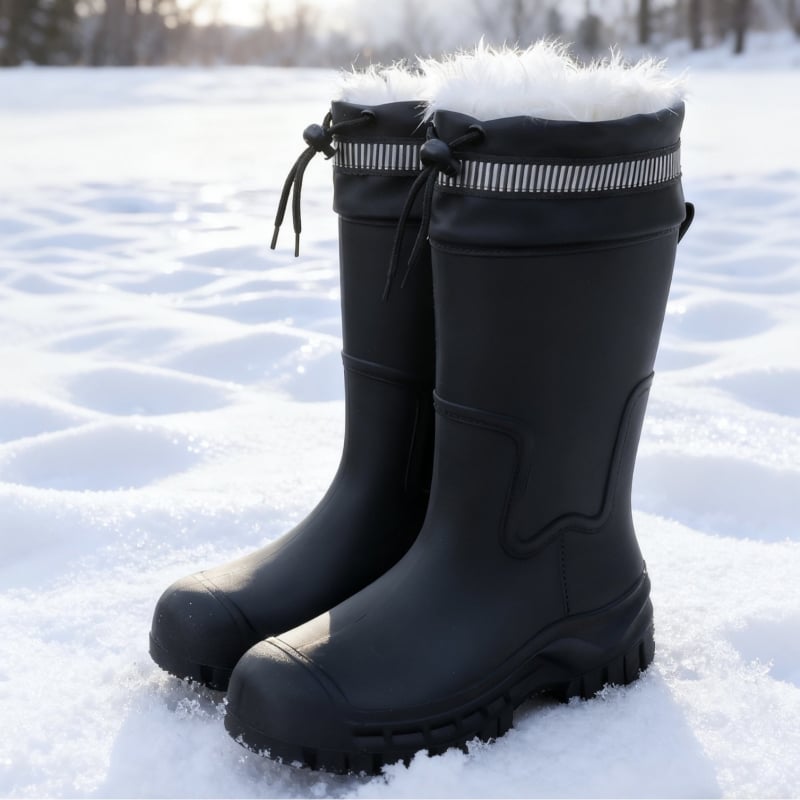 Férfi esőcsizmák - vízálló, csúszásmentes, PVC felső rész, belső műszőrme bélés, négy évszakos viselet
