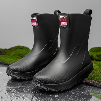 Унисекс PVC дъждовни ботуши, антихлъзгави, топло подплатени с плюш, нисък маншет, зимни водоустойчиви обувки за доставчици