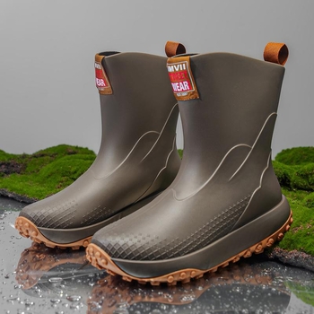 Унисекс PVC дъждовни ботуши, антихлъзгави, топло подплатени с плюш, нисък маншет, зимни водоустойчиви обувки за доставчици