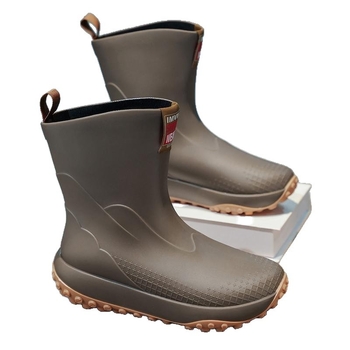 Унисекс PVC дъждовни ботуши, антихлъзгави, топло подплатени с плюш, нисък маншет, зимни водоустойчиви обувки за доставчици