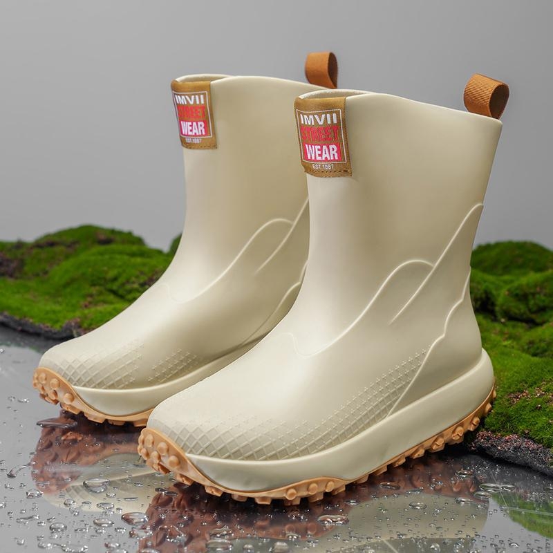 Унисекс PVC дъждовни ботуши, антихлъзгави, топло подплатени с плюш, нисък маншет, зимни водоустойчиви обувки за доставчици