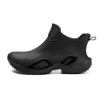 Унисекс дъждовни ботуши със средна височина, водоустойчиви гумени обувки, антихлъзгащи и износоустойчиви, EVA стелка, гумена подметка, нисък ток