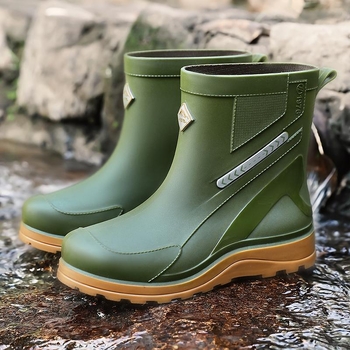 Muške čizme za kišu, PU gornji dio, PVC đon, vodonepropusne, protuklizne, srednje visoke za zimu
