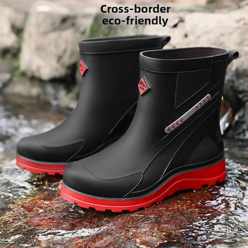 Pánske čižmy do dažďa PU vrch, PVC podrážka, nepremokavé, protišmykové, stredne vysoké na zimu