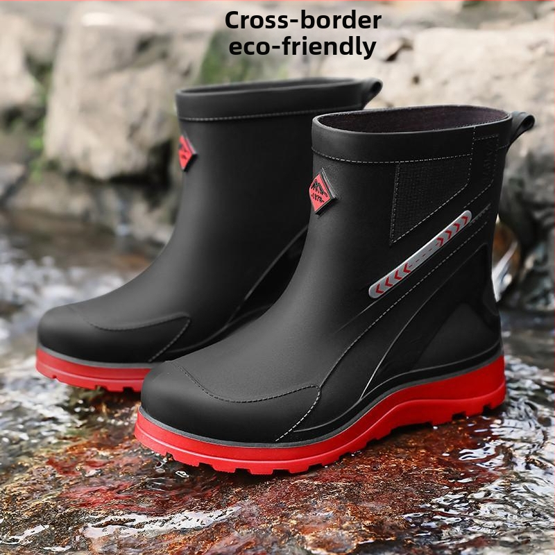 Pánske čižmy do dažďa PU vrch, PVC podrážka, nepremokavé, protišmykové, stredne vysoké na zimu