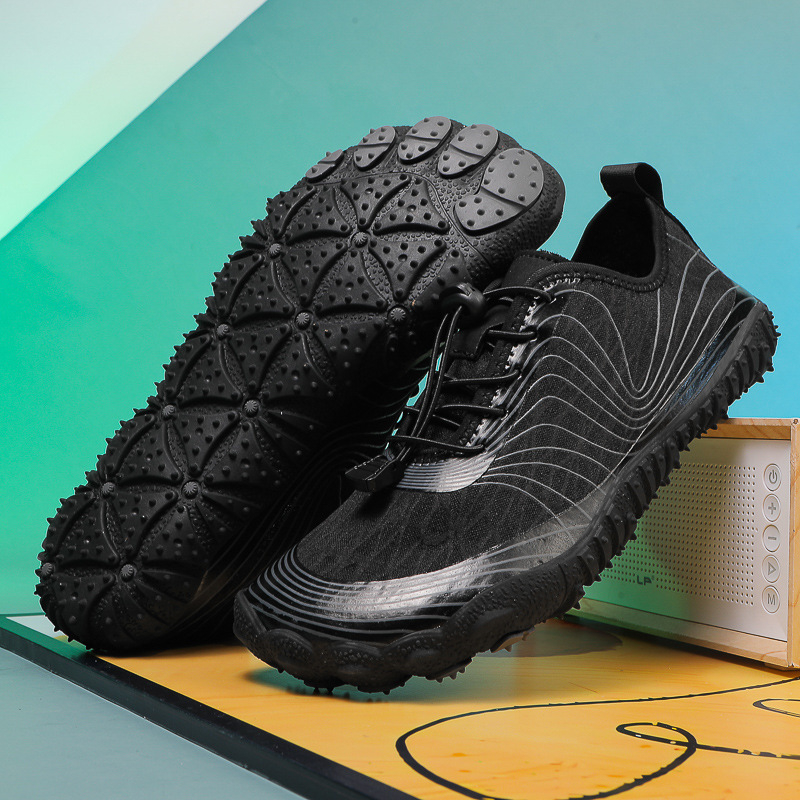 Unisex cipele za rijeke, prozračni mrežasti gornji dio, potplat od prirodne gume, prednje vezanje, niski kroj – pogodné za ribolov i planinarenje