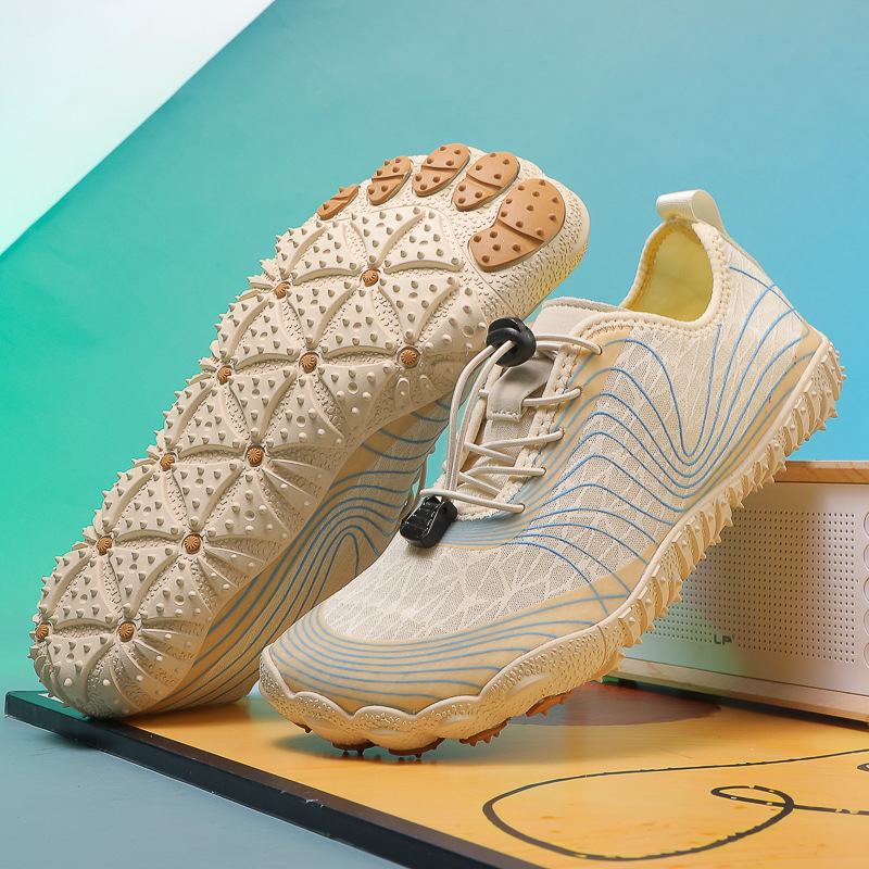 Unisex cipele za rijeke, prozračni mrežasti gornji dio, potplat od prirodne gume, prednje vezanje, niski kroj – pogodné za ribolov i planinarenje