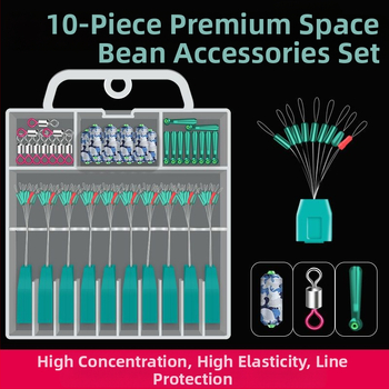 Silicone Space Bean komplekts ar punktētu rakstu, gredzens ar astoņiem izkārtojumiem, mērogs un svina pludiņa turētājs