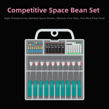 Silicone Space Bean komplekts ar punktētu rakstu, gredzens ar astoņiem izkārtojumiem, mērogs un svina pludiņa turētājs