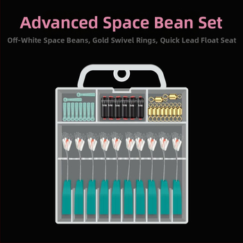 Silicone Space Bean komplekts ar punktētu rakstu, gredzens ar astoņiem izkārtojumiem, mērogs un svina pludiņa turētājs