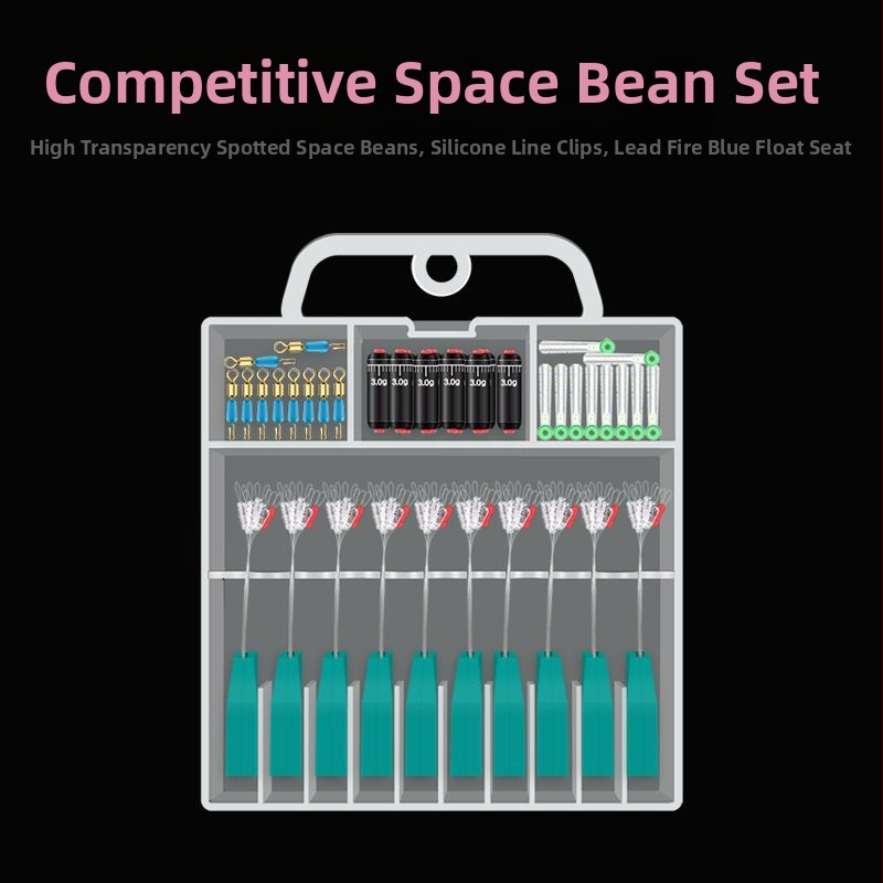 Silicone Space Bean komplekts ar punktētu rakstu, gredzens ar astoņiem izkārtojumiem, mērogs un svina pludiņa turētājs