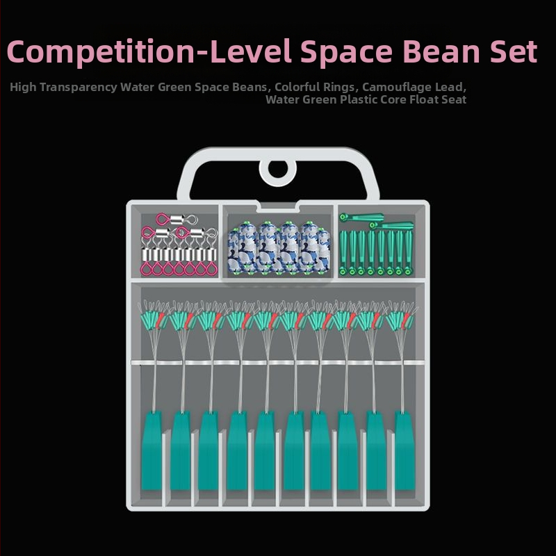 Silicone Space Bean komplekts ar punktētu rakstu, gredzens ar astoņiem izkārtojumiem, mērogs un svina pludiņa turētājs