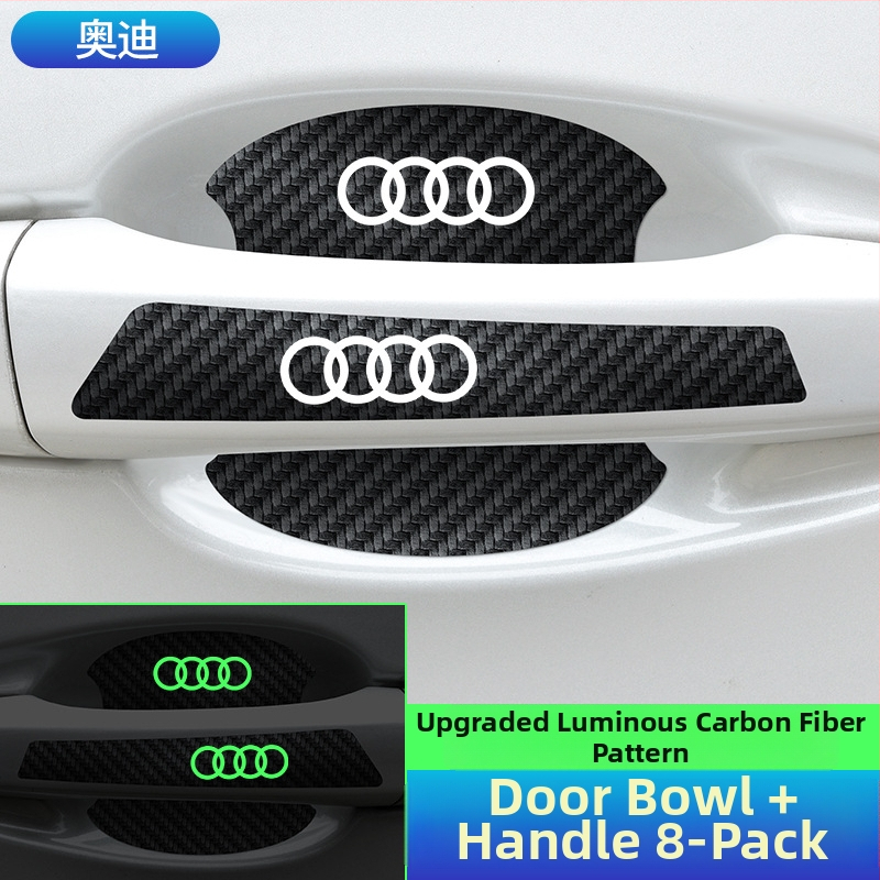 Durų dubenėlio rankenos lipdukas, anglies pluošto oda, automobilių logotipo stilius, lipnus montavimas, Keith