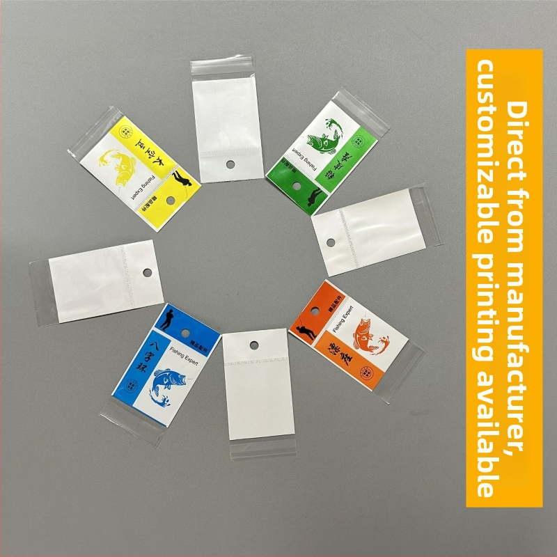 Enesulgav plastikkott kalastustarvikute ja väikeste lisaseadmete jaoks, gravüürlogo trükk, 100% puhas materjal, sisemine pakkimine, päritolu Zhejiang, Jinhua