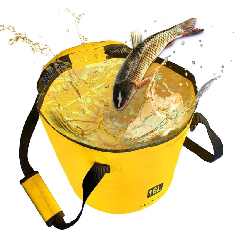 Găleată pliabilă, portabilă pentru pescuit – pentru pești vii, material PVC, multifuncțional