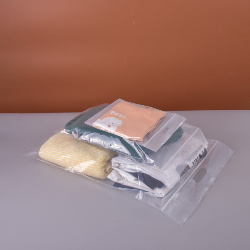 Πυκνωμένη διαφανής σακούλα PE για ρούχα με φερμουάρ, αυτοσφραγόμενη, με οπή κρέμασης