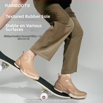 Ανδρικά Μποτάκια Βροχής Μόδας, PVC Επάνω, Αδιάβροχα, Αντιολισθητικά, EVA Πάτος, Επένδυση από Μαλλί Προβάτου, Χαμηλός Ύψος