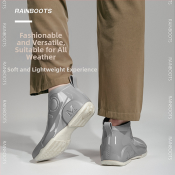 Ανδρικά Μποτάκια Βροχής Μόδας, PVC Επάνω, Αδιάβροχα, Αντιολισθητικά, EVA Πάτος, Επένδυση από Μαλλί Προβάτου, Χαμηλός Ύψος
