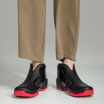 Ανδρικά Μποτάκια Βροχής Μόδας, PVC Επάνω, Αδιάβροχα, Αντιολισθητικά, EVA Πάτος, Επένδυση από Μαλλί Προβάτου, Χαμηλός Ύψος