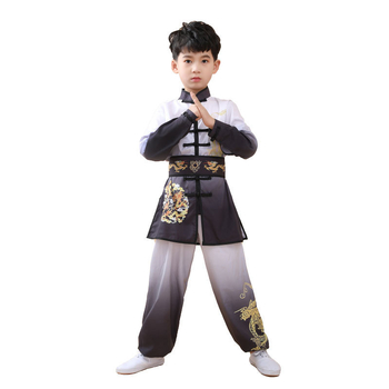 Dječji kostim za Tai Chi i borilačke vještine za nastup, tkanina od bambusovog ugljena, 98% spandex, podstava od lanene smjese s 98% spandex, unisex