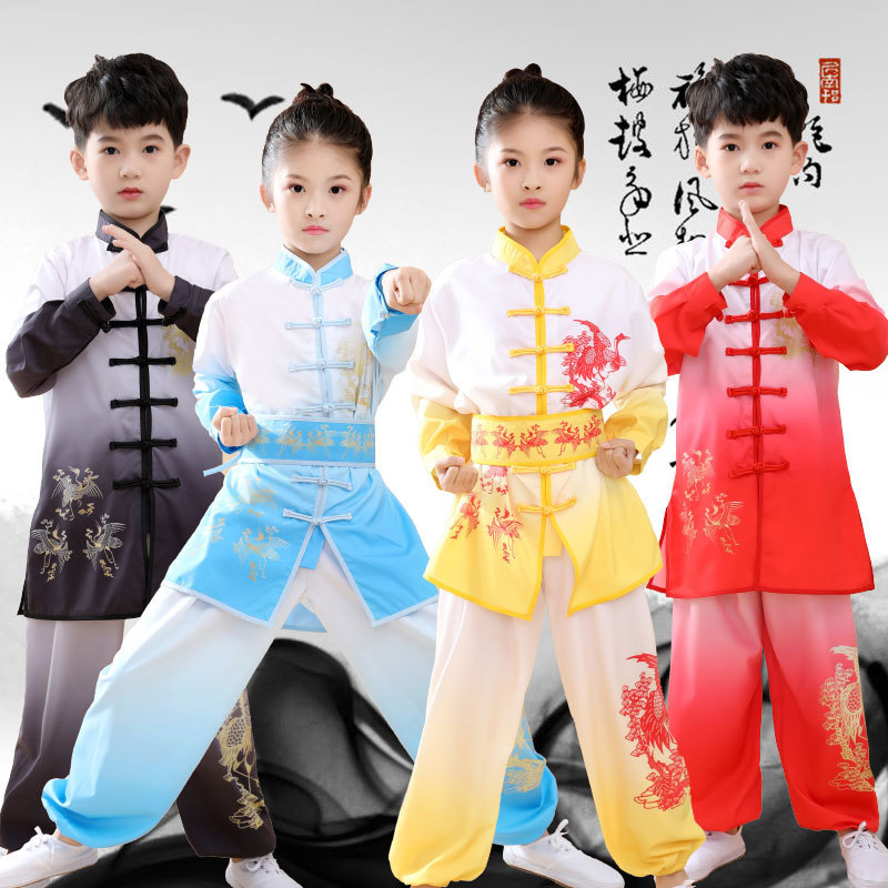 Dječji kostim za Tai Chi i borilačke vještine za nastup, tkanina od bambusovog ugljena, 98% spandex, podstava od lanene smjese s 98% spandex, unisex