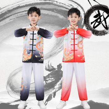 Dječja Tai Chi uniforma, Gradijent Zmaj-Fenix, Pamukowo-poliester tkanina, Podstava od poliestera, Unisex odjeća za borilačke vještine