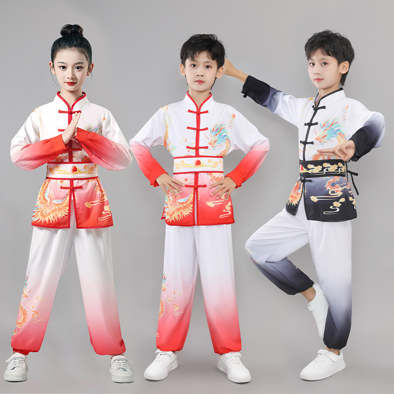 Dječja Tai Chi uniforma, Gradijent Zmaj-Fenix, Pamukowo-poliester tkanina, Podstava od poliestera, Unisex odjeća za borilačke vještine