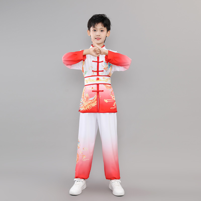 Dječja Tai Chi uniforma, Gradijent Zmaj-Fenix, Pamukowo-poliester tkanina, Podstava od poliestera, Unisex odjeća za borilačke vještine